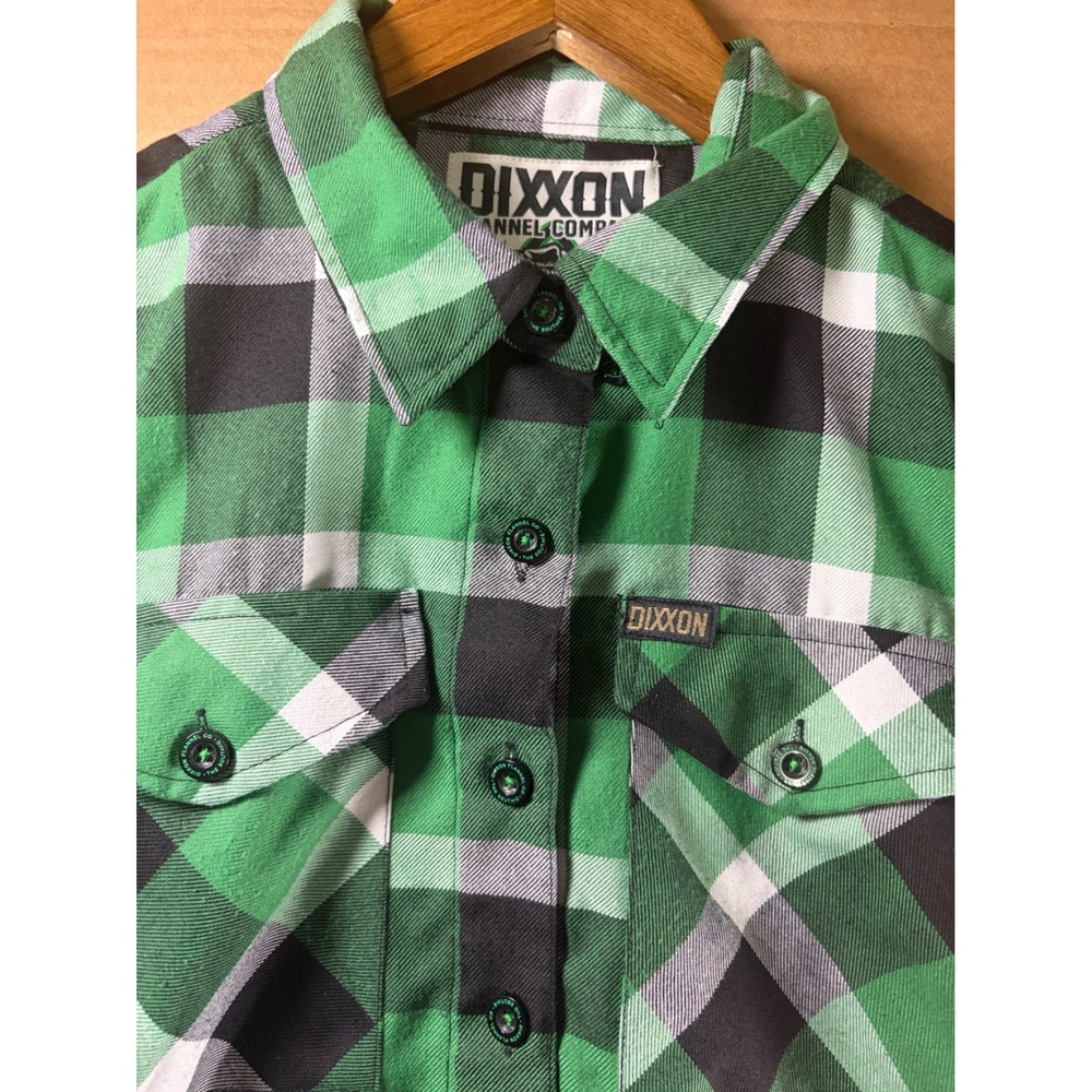 Dixxon Flannel Company The Southie Shirt Womens Small Green Black Plaid D-Tech